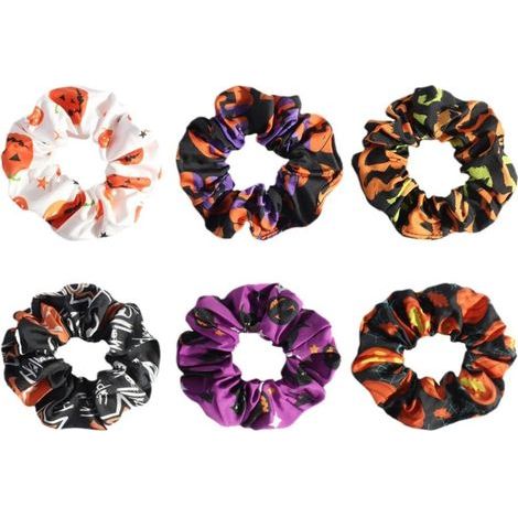 Set mit 6 Haargummis für Mädchen, Set mit 6 Haarbändern, Pferdeschwanzgummis, dicke Haargummis im Federstil, Haargummis mit Blumenmuster, Haarbänder für Damen (1/5)