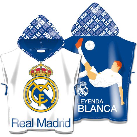 Poncho microfibre avec capuche 55X55cm - Real Madrid