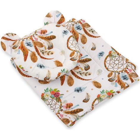 Edredón de osito de peluche con relleno y almohada contorneada - juego de 2 piezas - atrapasueños blancos (1/2)