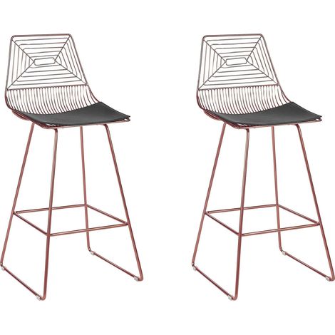Set mit 2 Barstühlen BISBEE Metall Roségold