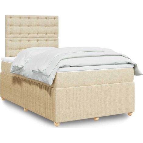 Cama box spring con colchón tela color crema 120x200 cm vidaXL (1/5)