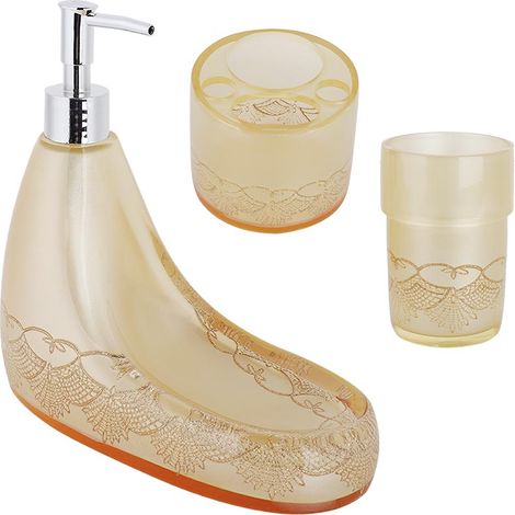 Accessoires de salle de bain en résine, ensemble élégant pour salle de bain, distributeur et porte-brosse à dents (1/4)