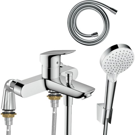 Mitigeur bain mécanique HANSGROHE Logis + Pommeau de douche Crometta avec flexible et support (1/3)