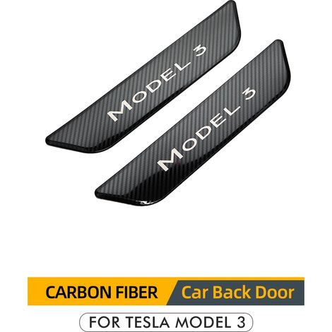 (Fibre de carbone 2) Heenvn Protection de seuil de porte pour Tesla Model 3 2022  accessoires  bande de protection de pédale en fibre de carbone (1/3)