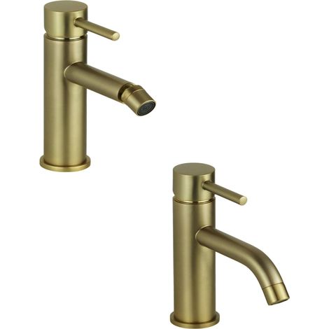 Set bagno in colore oro spazzolato completo di lavabo e bidet Pollini Jessy KITJES1OS