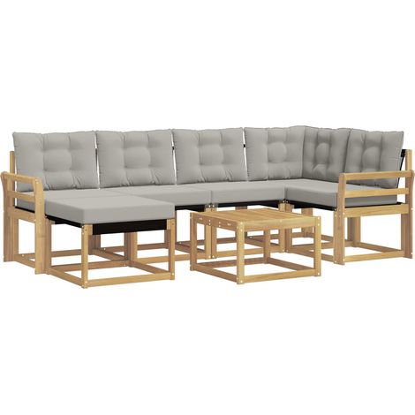 Outdoor Sofa Set 7 pcs White and Light Grey vidaXL