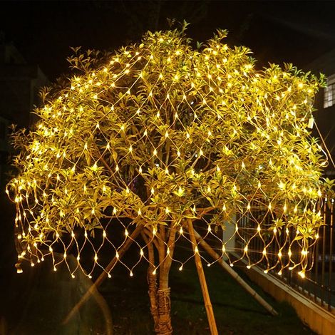 Rideau lumineux - Filet d'éclairage - Éclairage de jardin - Éclairage de Noël - Filet d'éclairage LED - 204 LED blanc chaud - Étanchéité IP44 - 8 modes d'éclairage - Durée de vie : 50 000 heures (1/5)