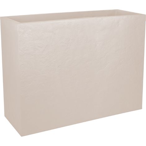 Jardinière muret LOFT XL VOLCANIA double paroi décor pierre - 99,5 x 29,5 x 78,5 cm - 63 L - Beige calcaire - EDA