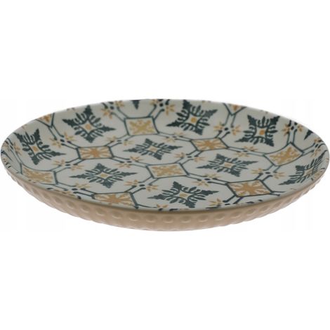 Piatto grande per colazione/cena, 26 cm, in ceramica, con decorazione a mosaico. (1/5)