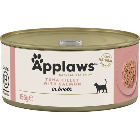 Applaws Premium Cibo umido per gatti adulti Tonno Salmone in brodo 6x156g (1/3)