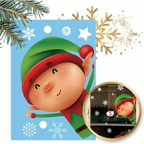 ECARLA bunte Weihnachtsfensteraufkleber, 1 Bogen 20x30cm NKD17 (1/3)
