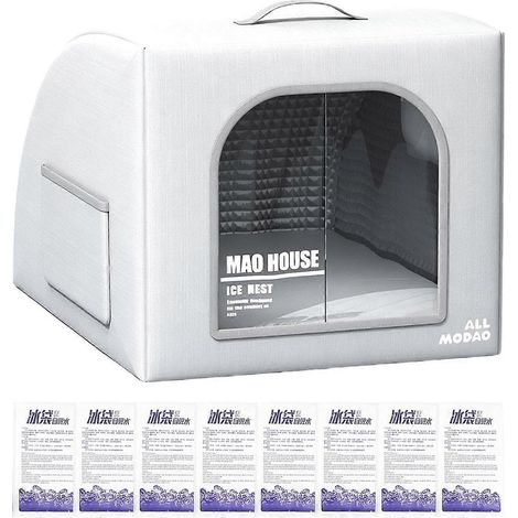 Niche rafraîchissante pliable isolée résistante aux intempéries portable pour chiots et chatons 8 blocs réfrigérants réutilisables intérieur/extérieur (1/5)