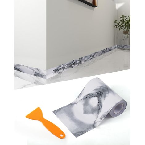 Frise Murale Autocollante en PVC Décoratif Moulure Murale Adhésif Bordure Papier Peint Adhesive pour Salon Chambre Salle de Bain Cuisine Carreaux (1/5)
