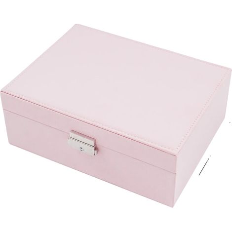 Organizador de joyas, material resistente, diseño multifuncional, rosa. (1/2)