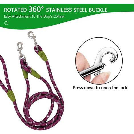 Hands Free Dog Leash Crossbody Dog Running Leash Handsfree Pet Rope for Hiking Training Heavy Duty Reflective Pet Walking Belt (Purple) (1/2)