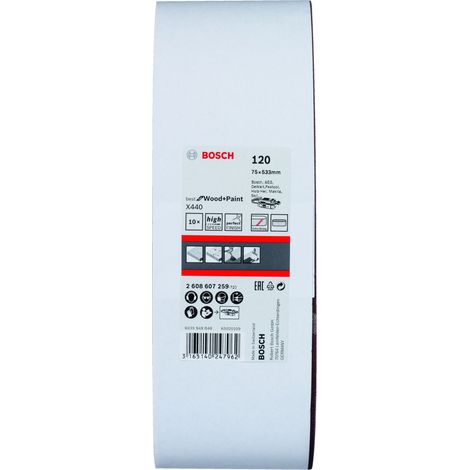 Juego de bandas de lija X440 10 uds. 75 x 533 mm 120 BOSCH 2608607259