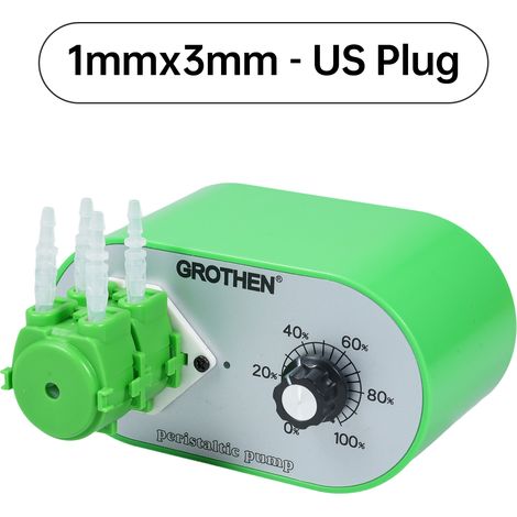 Pompe péristaltique GROTHEN débit réglable 5-20 ml/min, tube silicone platine qualité alimentaire 1x3 mm, pour aquarium, laboratoire, dosage additifs chimiques, DIY, adaptateur 100-240V (1/4)
