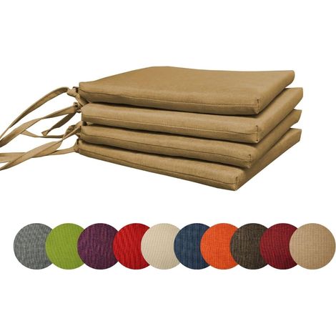 4X Gartenkissen Stuhlkissen Set Gartenstühle Stuhlauflage Sitzkissen Sitzpolster Auflage Gartensitzkissen Garten Kissen (4er Set, Camel) (1/5)