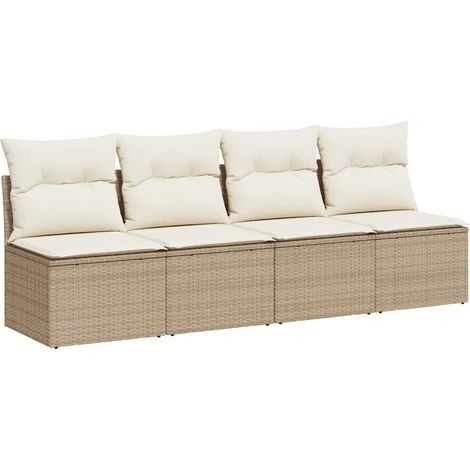 Maison Exclusive - Divano da Giardino con Cuscini a 4 Posti Beige in Polyrattan