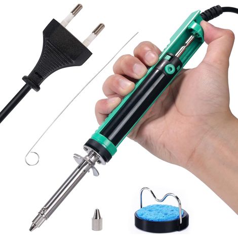 929D-V Elektrisches Vakuum Entlötkolben Lötkolben Sauger Entlötpumpe mit kürzerem Ladegriff und Entlötdüsen 1.0mm 1.2mm für Durchstecklötungen (EU PLUG) (1/5)