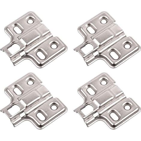 4x Embase plaque clipsable en croix pour charnière invisible à clipser en acier à visser 4 trous Porte Meuble Placard Cuisine Salle de bain Caisson Fixation Ajustable Réglable Ouverture Fermeture, 2mm