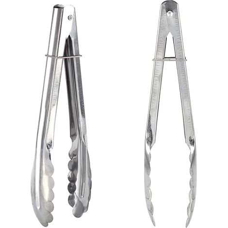 Pince à barbecue en acier inoxydable de 23 cm (9 pouces) - Pince à aliments pour buffet, pain, steak, outils de service de cuisine (1/5)