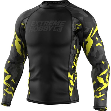 Extreme Hobby Rashguard Langarm Black Panther Schwarz und Gelb M