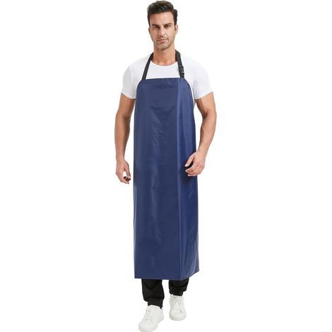 Waterproof Work Apron 90x120 cm Adjustable Blue Long Apron for Kitchen Fishing Gardening Cleaning (1/5)
