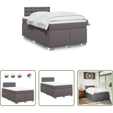 Matratze - Boxspringbett mit Matratze Grau 120x200 cm Kunstleder (1/5)