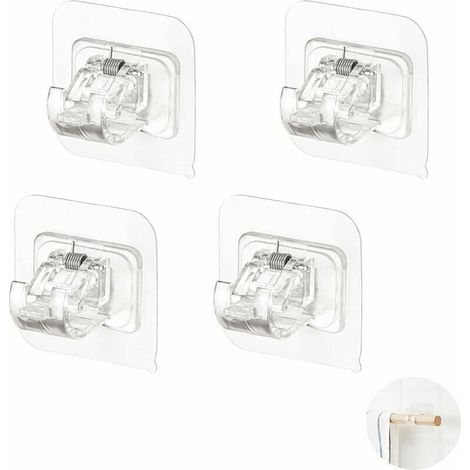 Support Rideau Sans Percage Crochets,SL.GT,Adhesifs Rideaux Support Tringle,Rideaux Supports De Tringle Auto-AdhéSifs(Lot De 4) (1/5)