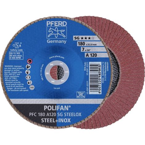 Disque Polifan PFERD 180-22 A Grain 120 - 67712185 (1/4)