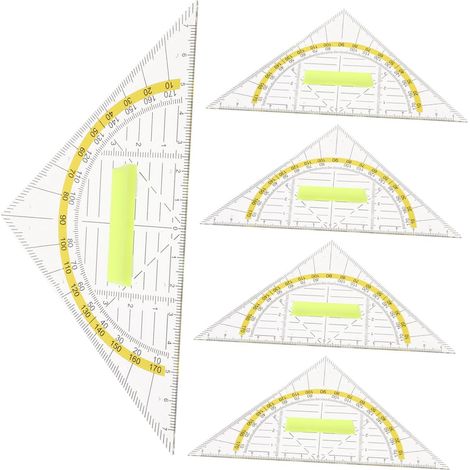 Lot de 5 équerres multifonctions en plastique pour le dessin et (1/5)