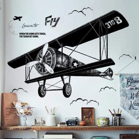 black (130x93 cm) wall stickers boy retro poster clouds decorative stickers I wall sticker for living room bedroom kitchen children's room Young teenager (1/5)