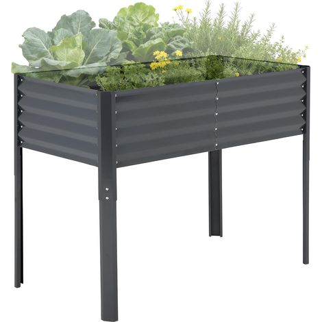 Carré potager surélevé métallique, bac potager ergonomique résistant aux intempéries pour légumes, plantes aromatiques et fleurs, balcon terrasse jardin (1/5)
