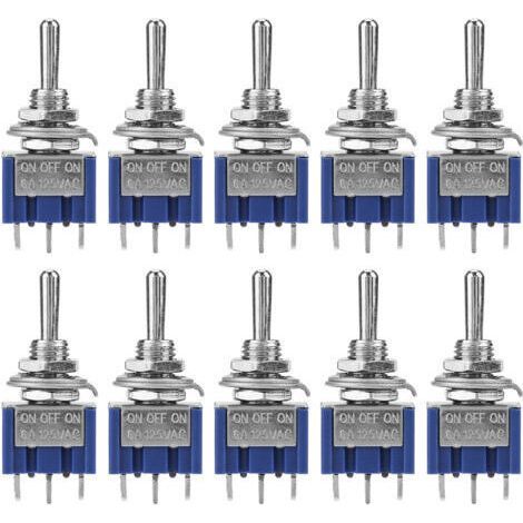 10pcs OFF ON Mini Rocker Switch SPDT 3 Position 3 Pin 6mm 6A 125VAC (1/5)