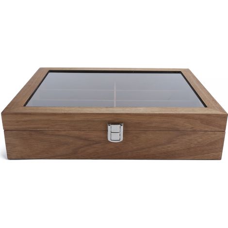 Boîte de rangement en bois à 8 compartiments pour lunettes et bijoux. (1/5)