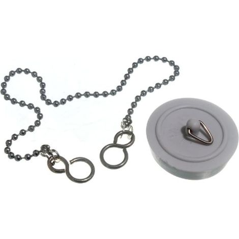 One Stop DIY Lot de 2 bouchons de lavabo en plastique blanc 38 mm avec chaîne chromée 300 mm