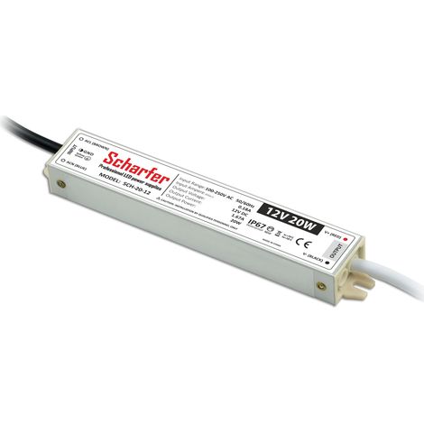 Transformateur LED 220V 12V étanche 20W IP67 1.67A universel Scharfer SCH-20-12 (1/3)