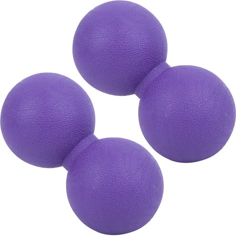 Set mit 2 erdnussförmigen Silikon-Massagebällen für Yoga und Muskelentspannung (lila). (1/5)