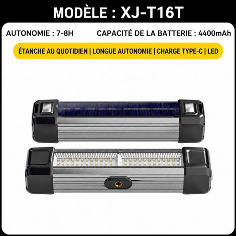 Lampe tube LED solaire portable T17T en alliage d'aluminium 4800 mAh t17t 4800 mAh 300 g – Livraison gratuite