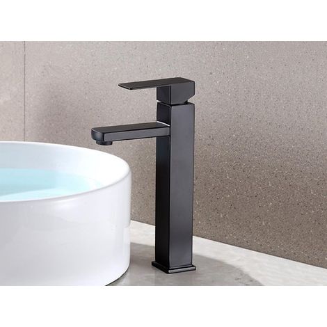 Robinet de lavabo noir mat – Modèle 8540A – Hauteur 31 cm – Pour meuble de salle de bain (1/2)