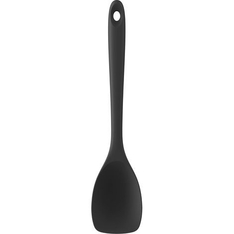 spatule en silicone: cuillère de cuisine flexible sans couture résistante à la chaleur jusqu'à 315 °C, spatule antiadhésive avec forme de cuillère large pour retourner, remuer (Noir) (1/5)