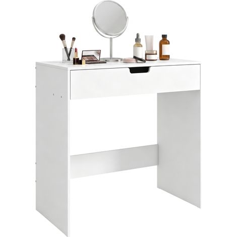 Coiffeuse avec tiroir, table de maquillage moderne moderne, pour chambre à coucher, 75 x 40 x 75 cm, blanc (1/5)