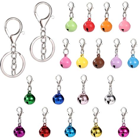 18pcs Clochettes pour Collier Chat et chien, Petites Grelots pour Chiot et Chaton avec 2pcs Porte-Clés Pendentif Animal Compagnie Accessoires Suivi Sécurité (1/5)