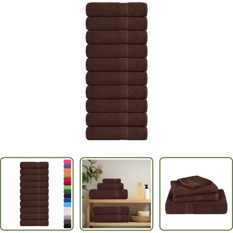 Serviette de bain - Essuie-mains FROGN 10 pcs marron 50x100 cm 360 g/m² (1/5)