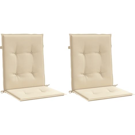 vidaXL Coussins de chaise de jardin à dossier bas lot de 2 beige