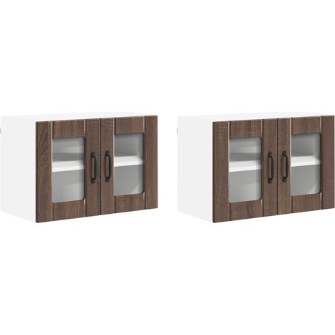 Maison Exclusive - Mobile in vetro da parete LUCCA 2 pcs Rovere Marrone