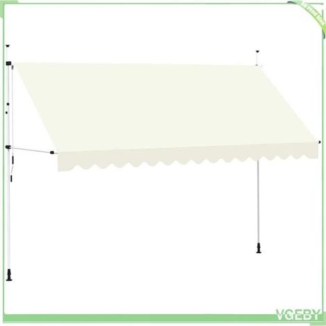Auvent rétractable manuel - FAFEICY - 143698 - 400 cm - projection 120 cm - crème (1/5)