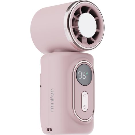 Ventilator mit um 180 Grad drehbarem Clip, Windkopf mit Kühlakku, ideal für Outdoor-Aktivitäten wie Auto, Rucksack, Regenschirm usw., pinkfarbener Clip (180° drehbar) + intelligentes Digitaldisplay