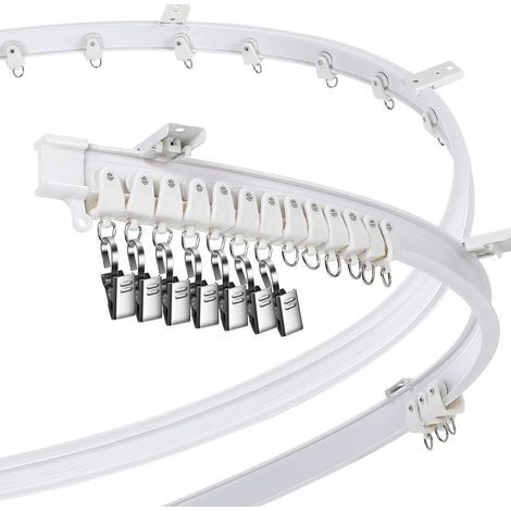 Gebogene Gardinenschiene für Gardinenstangen, Erkerfenster und Raumteiler, flexibel (weiß, 2 m/6,6 ft) (1/5)